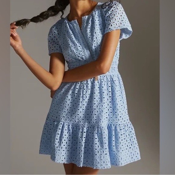 Dresses & Skirts - PrettyGarden | Blue Eyelet Mini Dress